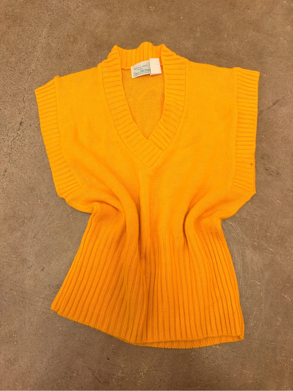 Vintage 1970’s JR Bazaar for Sears bright yellow boxy v-neck sweater vest